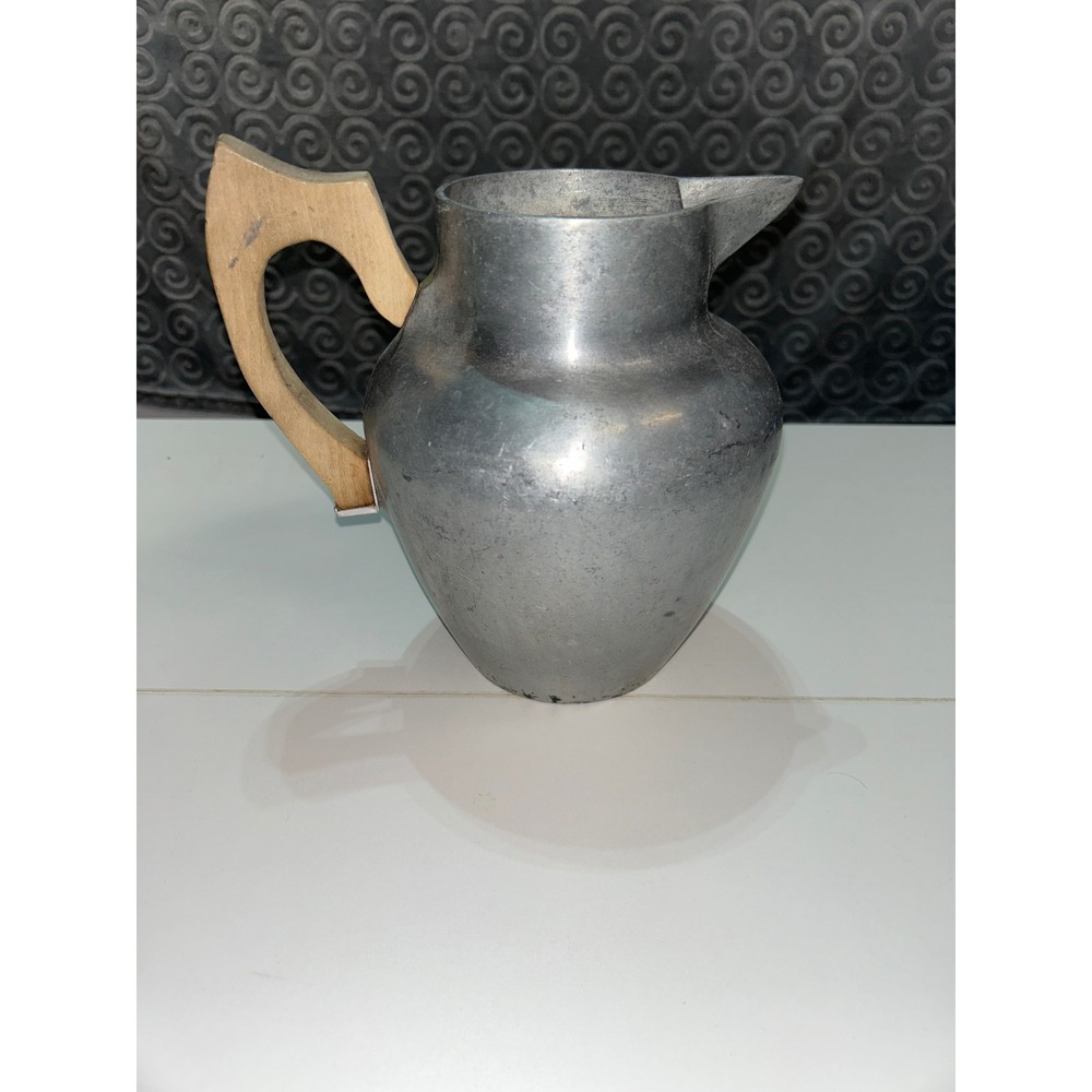 Vintage Super Maid Cookware Aluminum Pitcher‎ with Wooden Handle Water Jug